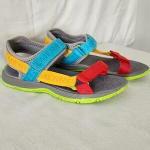 Merrell Sport Sandals Size 5 US 4 UK 36 EU Teal Yellow Red